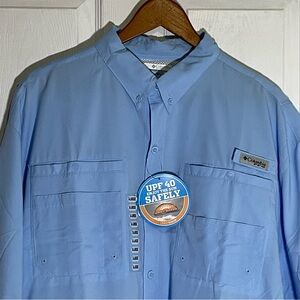 Columbia baby blue fishing shirt xl
